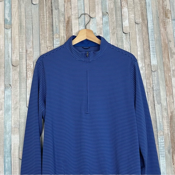 Donald Ross S Blue Striped Golf Performance Half 1/2 Zip Fairway Pullover Top - Picture 3 of 7